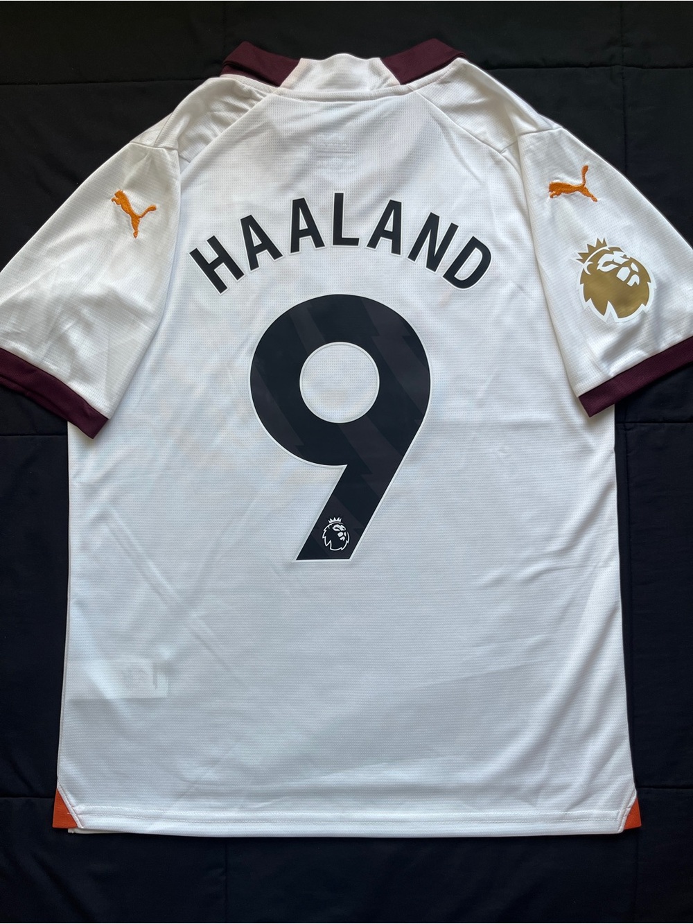 Haaland #9 Man City Small White Away Soccer Jersey 2023/2024 Manchester